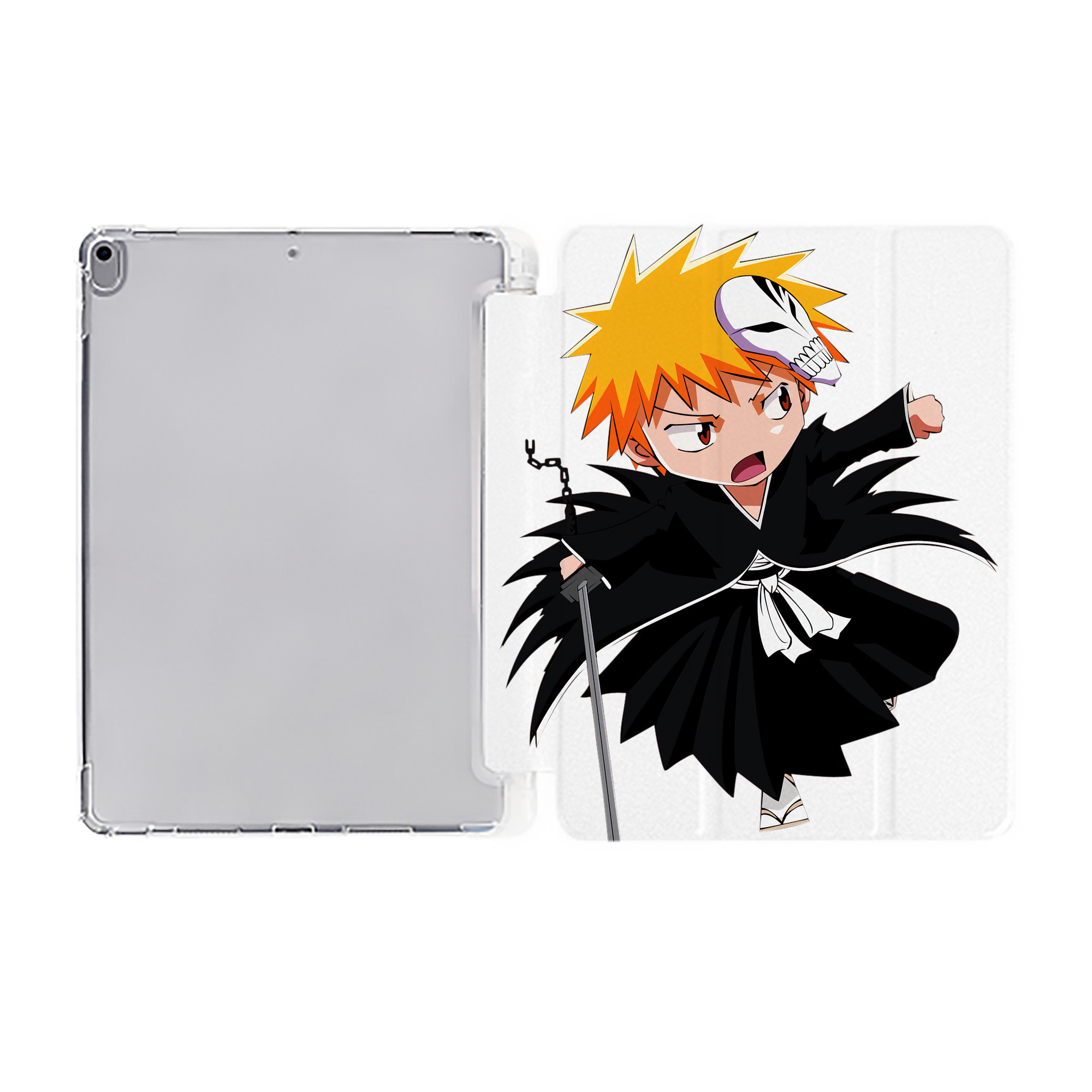 （画像用） ブリーチ 黒崎一護（くろさき いちご）BLEACH Kurosaki Ichigo IPad ケース ペン収納付き 三つ折りスタンド PUレザー×シリコン 対応機種9.5/10.5/10.9インチ